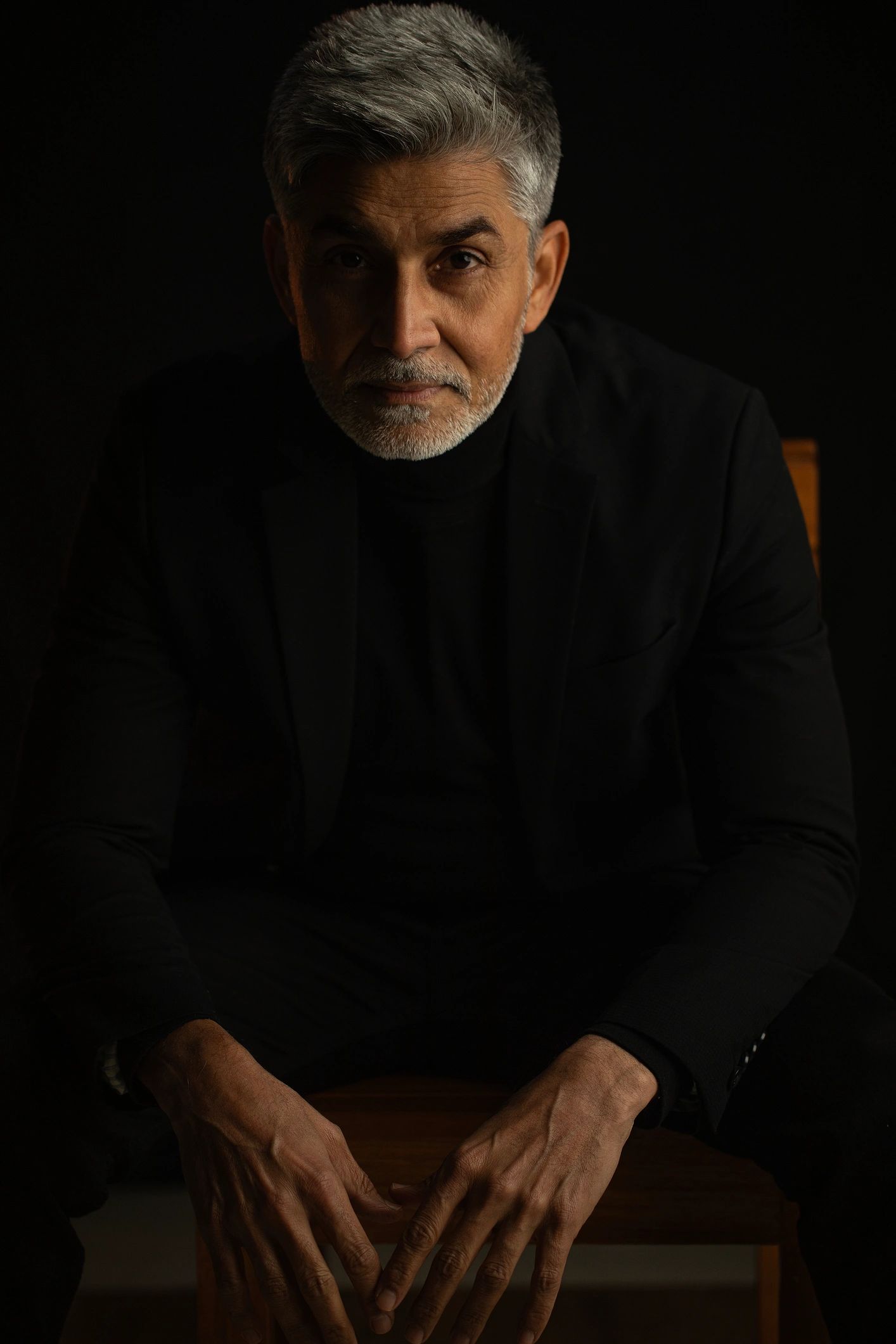 Thoughtful portrait subject in cinematic lighting